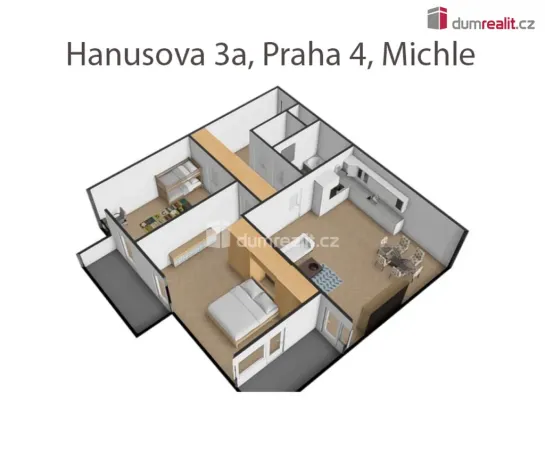 Pronájem bytu 3+kk, Praha - Michle, Hanusova, 78 m2