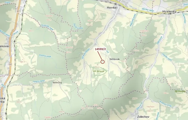 Dražba lesa, Hovězí, 605 m2