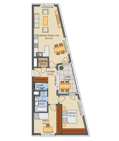 Prodej bytu 3+kk, Praha - Hlubočepy, náměstí Olgy Scheinpflugové, 78 m2