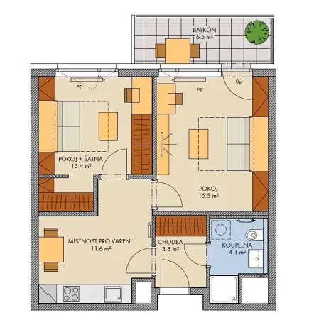 Prodej bytu 2+1, Praha - Hlubočepy, Hugo Haase, 51 m2