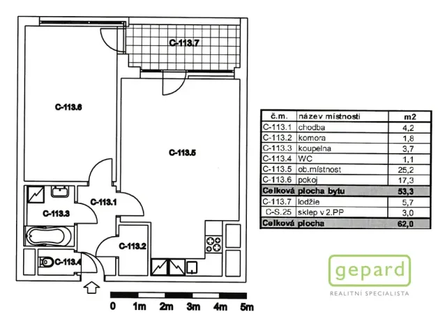 Pronájem bytu 2+kk, Praha, Chlebovická, 53 m2