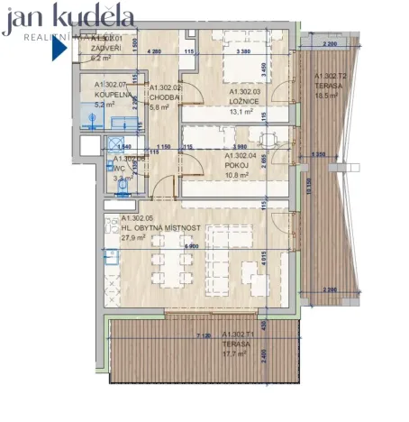 Pronájem bytu 3+kk, Brno, Komárovská, 75 m2