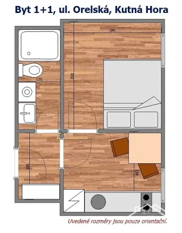 Pronájem bytu 1+1, Kutná Hora, Orelská, 21 m2