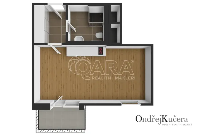 Pronájem bytu 1+kk, Praha - Jinonice, Barvitiova, 38 m2