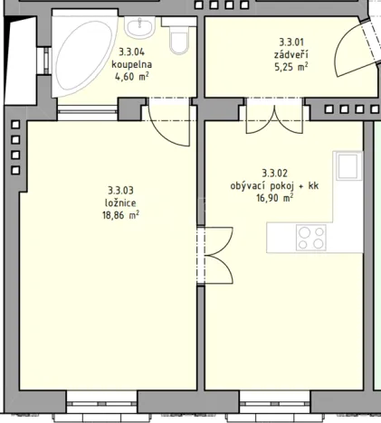 Pronájem bytu 2+kk, Praha - Strašnice, U hráze, 46 m2