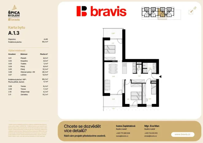 Prodej bytu 4+kk, Brno, Sokolnická, 80 m2