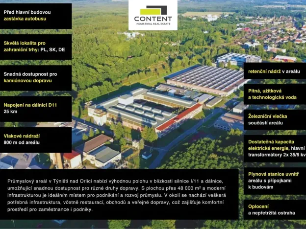 Pronájem výrobních prostor, Týniště nad Orlicí, V. Opatrného, 7800 m2