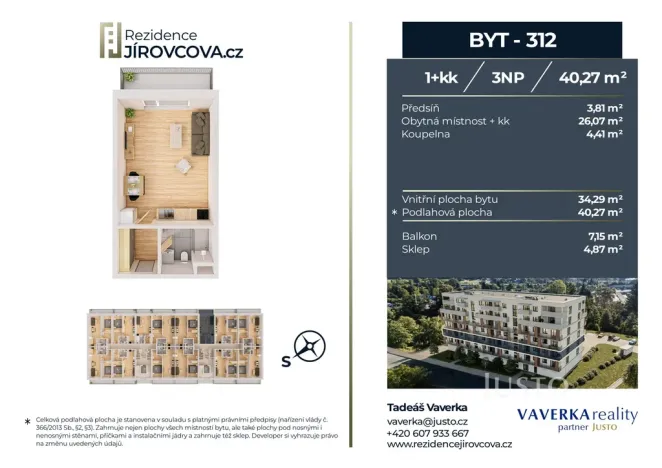 Prodej bytu 1+kk, České Budějovice, Jírovcova, 40 m2