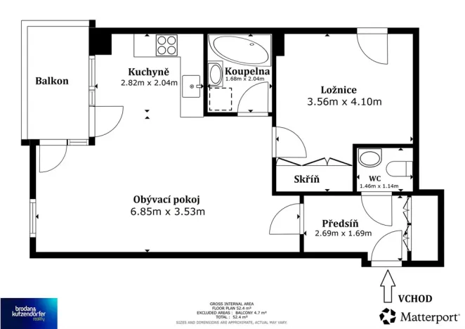 Pronájem bytu 2+kk, Králův Dvůr, Na Horizontu, 58 m2