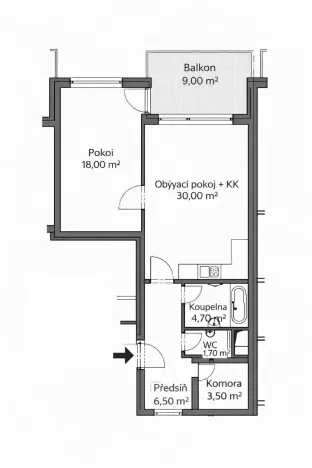 Prodej bytu 2+kk, Olomouc, Eduarda Hamburgera, 65 m2