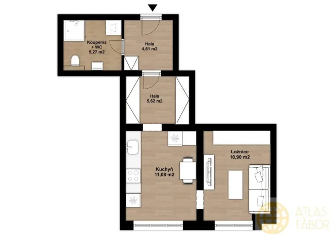 Pronájem bytu 1+1, Tábor, Kpt. Jaroše, 37 m2