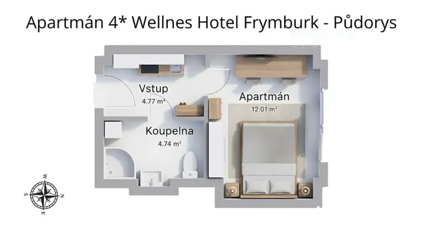 Prodej bytu 1+kk, Frymburk, 22 m2