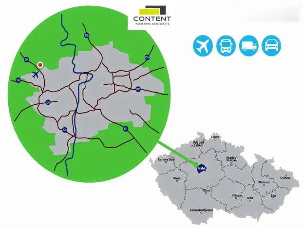 Pronájem výrobních prostor, Tuchoměřice, Podnikatelská, 4000 m2