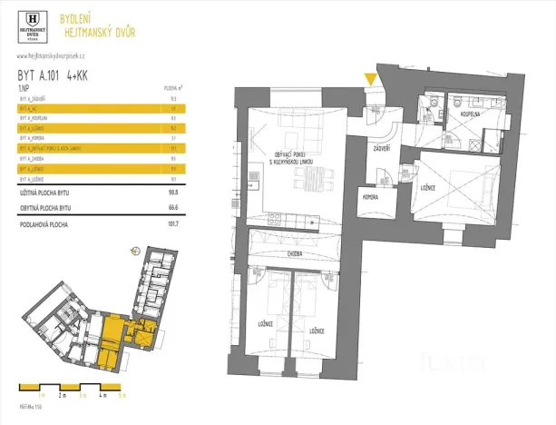 Prodej bytu 4+kk, Písek, Kocínova, 98 m2