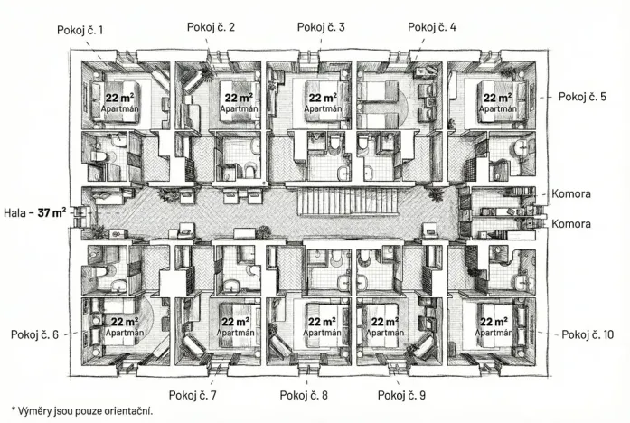 Pronájem bytu 1+kk, Mariánské Lázně, třída Vítězství, 22 m2