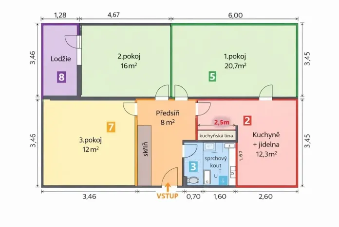 Prodej bytu 3+1, Kroměříž, Francouzská, 78 m2