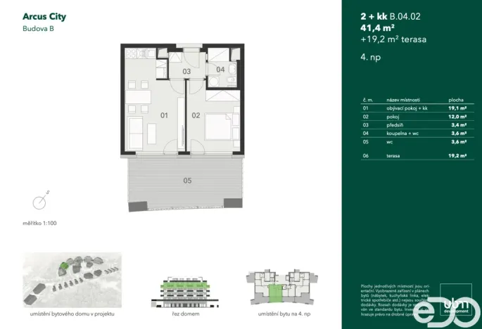Pronájem bytu 2+kk, Praha, Hasilova, 41 m2