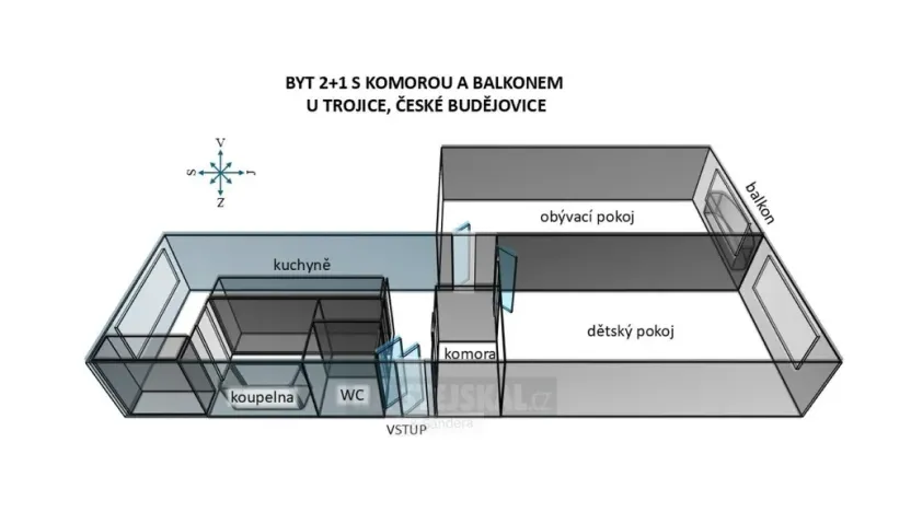 Prodej bytu 2+1, České Budějovice - České Budějovice 3, U Trojice, 61 m2