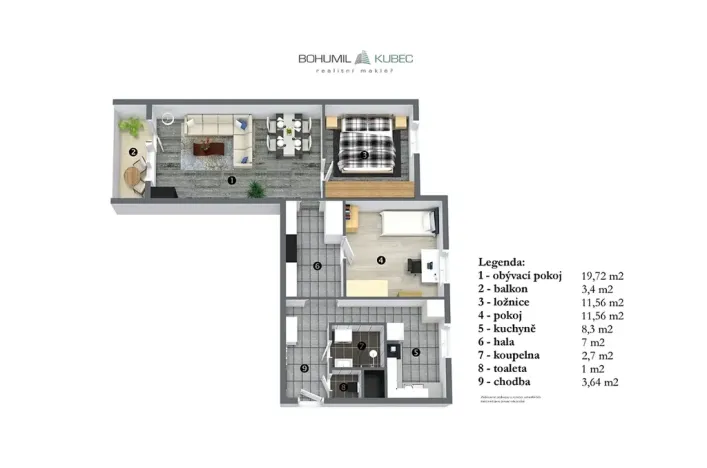 Prodej bytu 3+1, Tábor, Hanojská, 74 m2