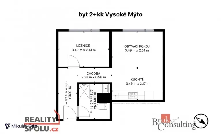 Prodej bytu 2+kk, Vysoké Mýto, Chmelová, 38 m2
