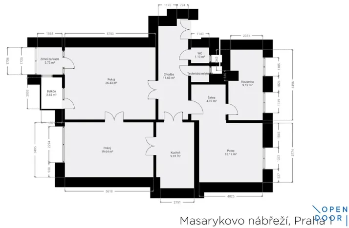 Prodej bytu 3+1, Praha - Nové Město, Masarykovo nábřeží, 100 m2