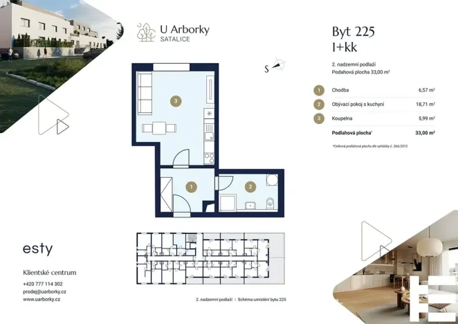 Prodej bytu 1+kk, Praha - Satalice, Za Novákovou zahradou, 33 m2