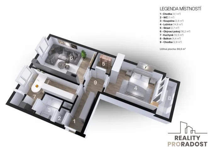 Prodej bytu 2+1, Ivanovice na Hané, Mlýnská, 56 m2