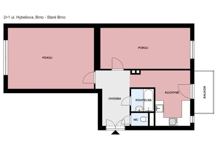 Pronájem bytu 2+1, Brno, Hybešova, 73 m2
