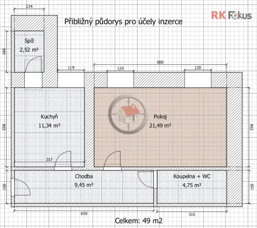 Pronájem bytu 1+1, Moravské Budějovice, Tyršova, 49 m2