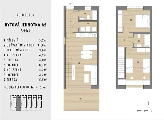 Prodej bytu 3+kk, Medlov, 84 m2