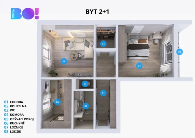 Prodej bytu 2+1, Olomouc, Černá cesta, 59 m2