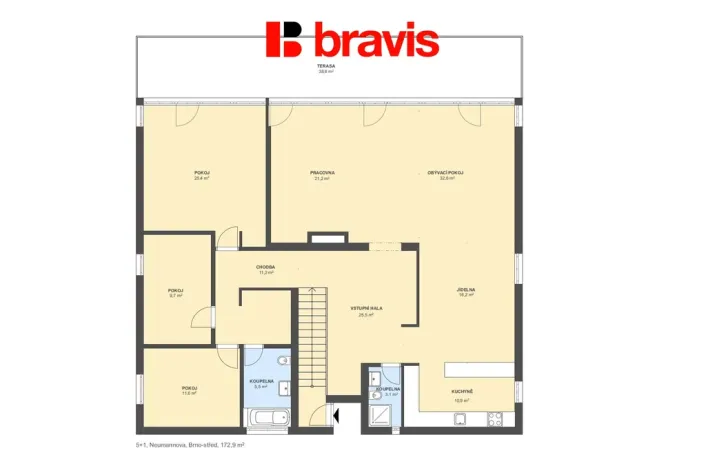 Pronájem bytu 5+kk, Brno - Pisárky, Neumannova, 173 m2