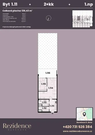 Prodej bytu 2+kk, Brno, Burešova, 141 m2