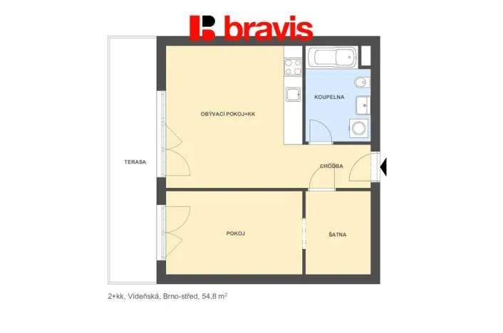 Pronájem bytu 2+kk, Brno - Štýřice, Vídeňská, 55 m2