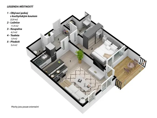 Pronájem bytu 2+kk, Praha, Saarinenova, 51 m2