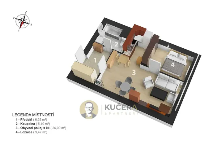 Prodej bytu 2+kk, Praha - Troja, Hnězdenská, 46 m2