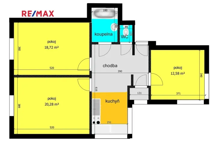 Pronájem bytu 3+1, Poděbrady, Puškinova, 72 m2