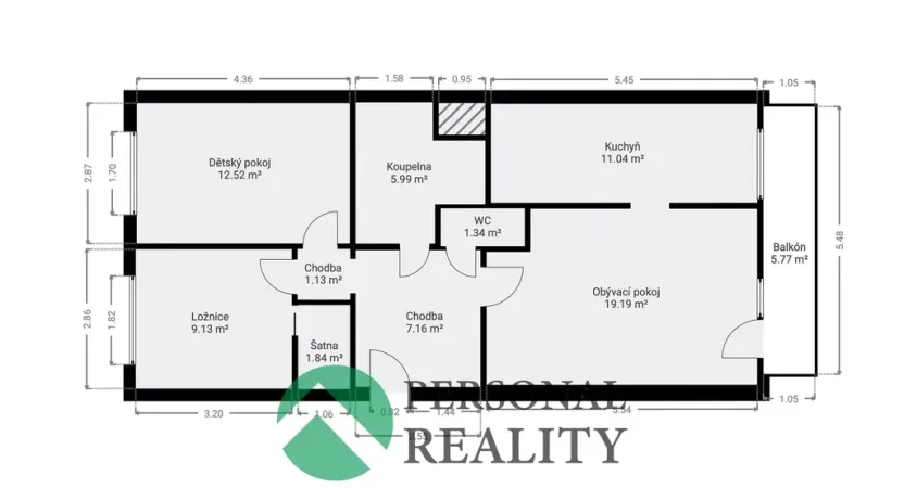 Prodej bytu 3+1, Mělník, Sportovní, 78 m2