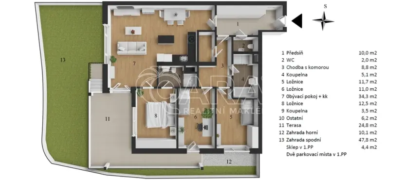 Pronájem bytu 4+kk, Praha - Dolní Chabry, K Beranovu, 188 m2
