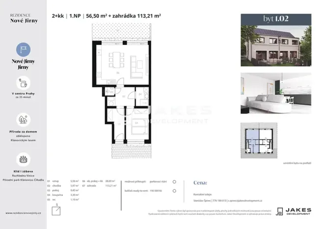 Prodej bytu 2+kk, Jirny, 57 m2