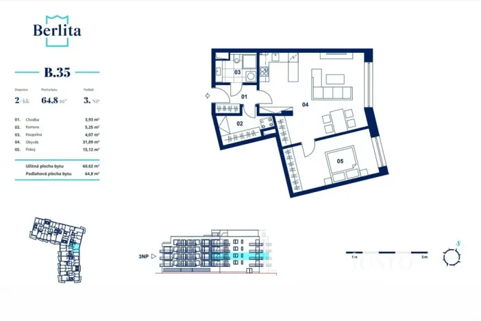 Pronájem bytu 2+kk, Beroun - Beroun-Město, Na Parkáně, 64 m2