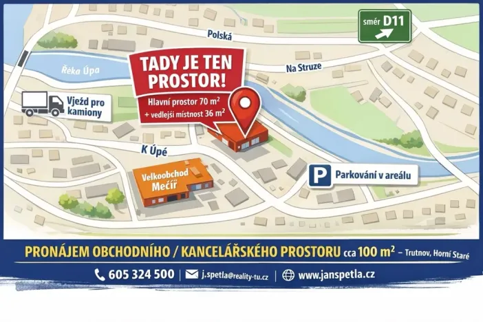 Pronájem obchodního prostoru, Trutnov - Dolní Staré Město, K Úpě, 106 m2