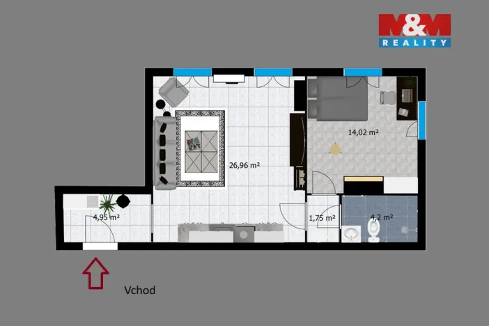 Pronájem bytu 2+kk, Pečky, Tř. 5. května, 50 m2