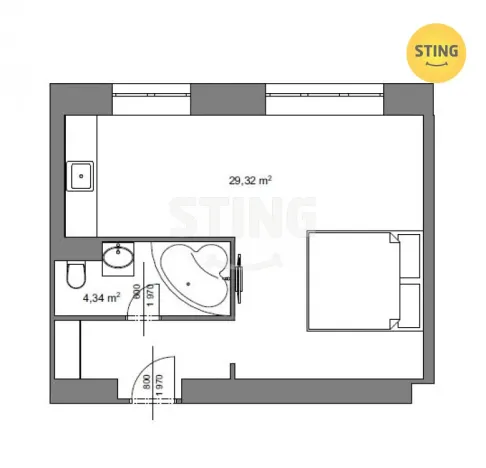 Pronájem bytu 1+kk, Třinec, Pod břehem, 34 m2