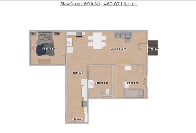 Pronájem bytu 3+kk, Liberec - Liberec III-Jeřáb, Slavíčkova, 68 m2