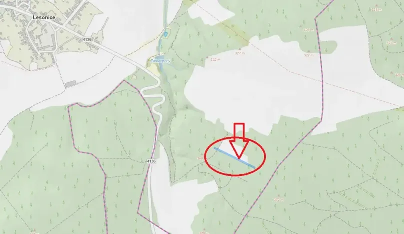 Prodej podílu lesa, Lesonice, 814 m2
