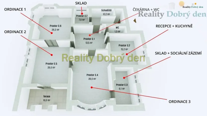 Pronájem ordinace, Opava, Tyršova, 124 m2