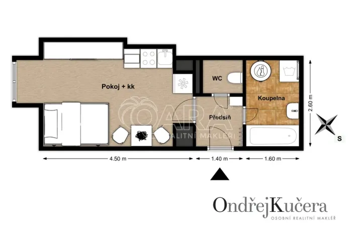 Pronájem bytu 1+kk, Praha - Nusle, K podjezdu, 29 m2