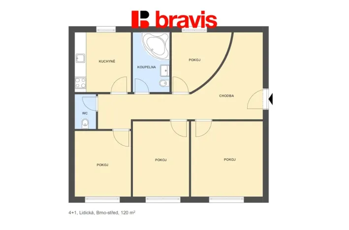 Pronájem kanceláře, Brno - Veveří, Lidická, 120 m2