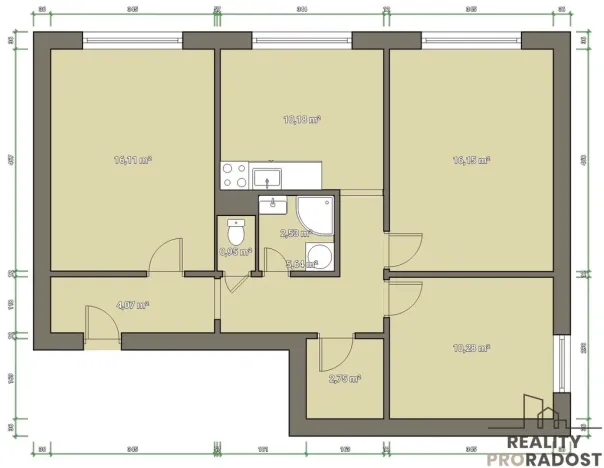 Prodej bytu 3+1, Znojmo, Mičurinova, 70 m2